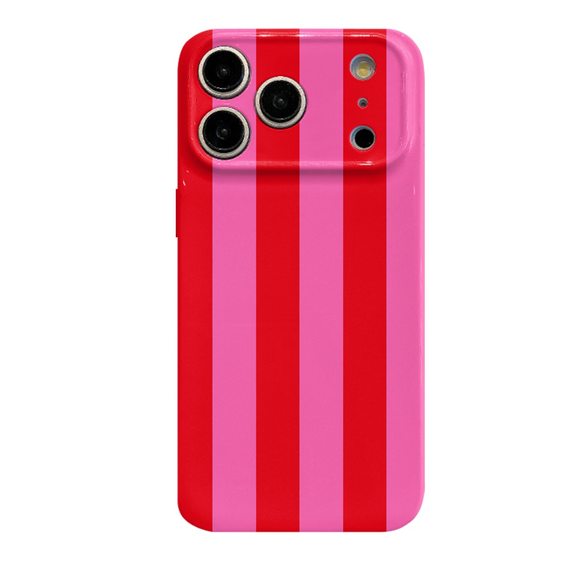 TEMU Phone Case - Red Pink Stripes Film Slim Tough Phone Case, Glossy End, Durable, All Inclusive Shockproof Hard Case, Fully Protective, For Iphone