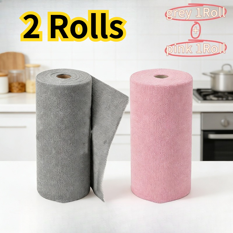 2 Rolls Household Kitchen Cleaning Cloth, Reusable Tearable Cloth, Multifunctional Substitute, Essential Household Stain-removing Dishwashing Cloth Alternative