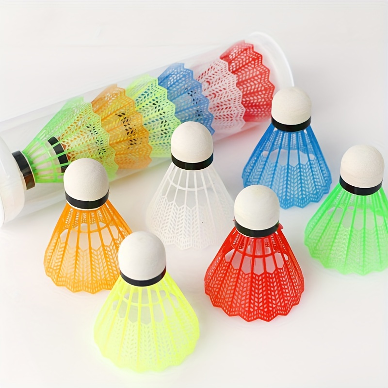 5 pack mixed color badminton shuttlecocks durable pa nylon lightweight easy to track ideal for outdoor   complete badminton set details 5