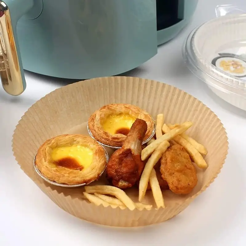 100pcs air fryer parchment paper liners nonstick disposable 6 3 inch round pre cut edges food grade waterproof oilproof heat resistant up to 428 oven microwave baking bbq air fryer safe for sensitive stomachs easy bulk pack microwave safe oilproof material home cooks meal preppers Product details 3