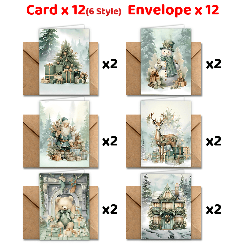 

24pcs Christmas Greeting Envelopes, Elk , Office Supplies For , New 2025, Appreciation,