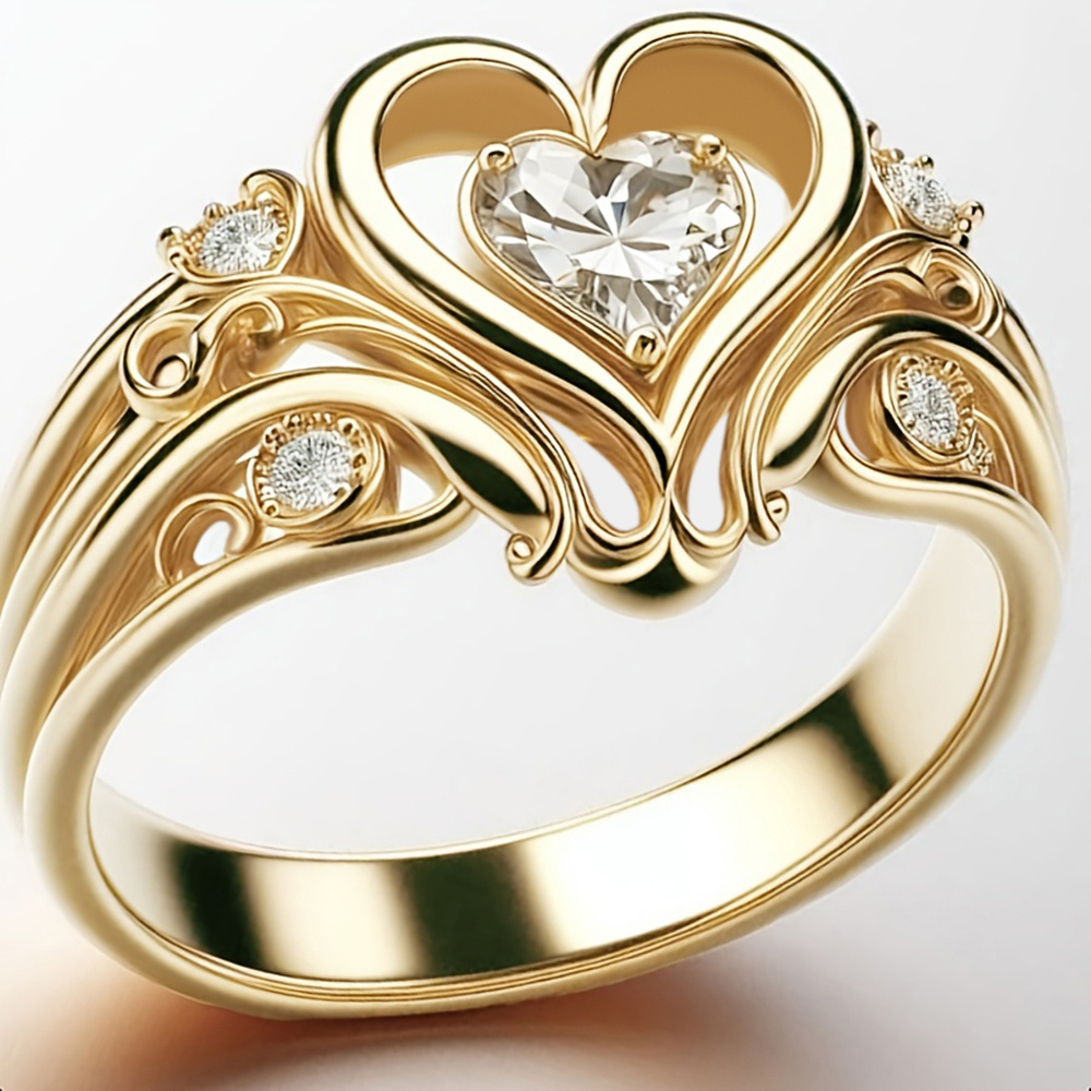 E-shop Exquisite Luxus Eingelegte Herzform Zirkonia Ringe für Frauen Verlobung Hochzeit Party Geschenk Perfektes Valentinstags Schmuck