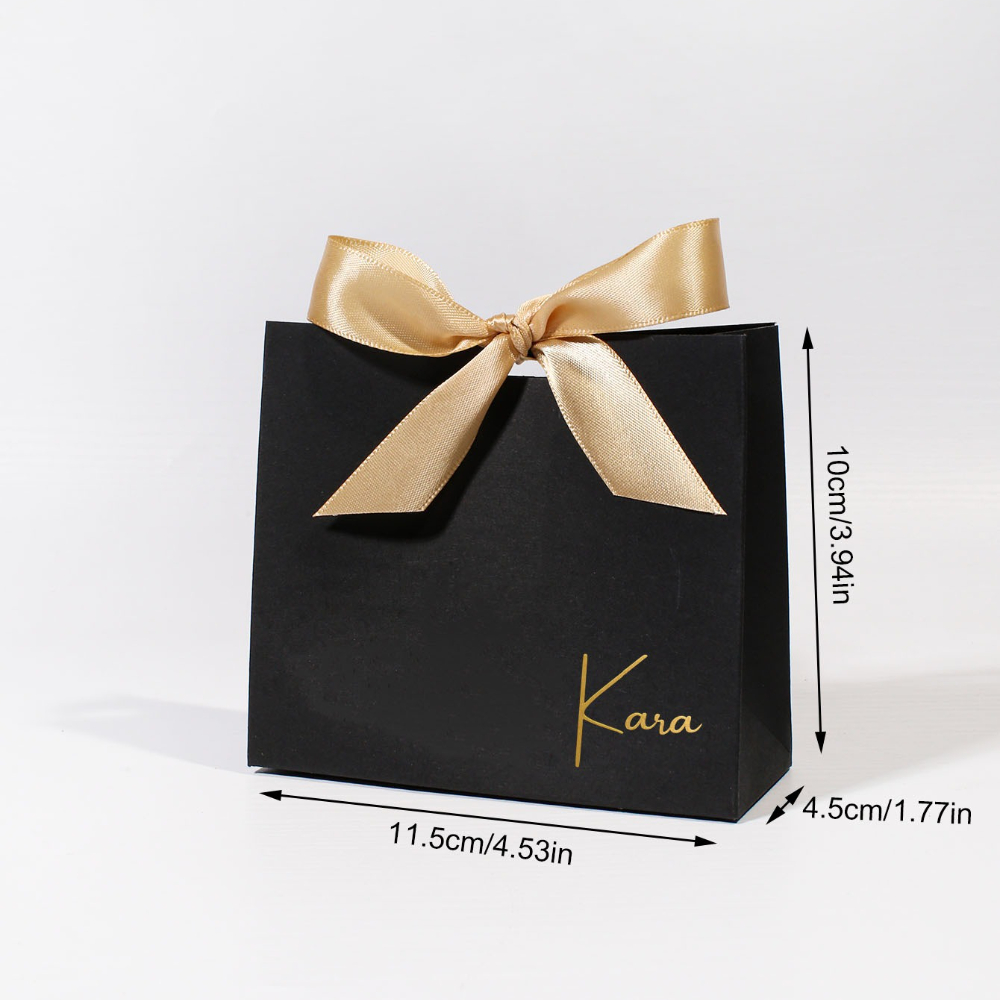 TEMU 10/50pcs Custom Name Gift Bag With Satin Ribbon Bow, Favor Box For Wedding Birthday Graduation Party, Personalized Packaging Bag For Bridesmaid