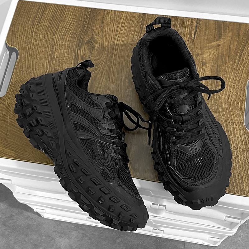 Men's Chunky Platform Jumbo Sole -Style Tank Shoes - Upper & Thick Rubber Outsole, Lace-Up Boots for Casual, Outdoor, for all-Terrain Traction - Heavy-Duty Comfortable Footwear