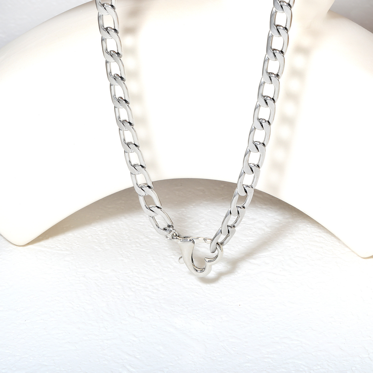 Chunky Silvery Link Chain Necklace, Gift for Her