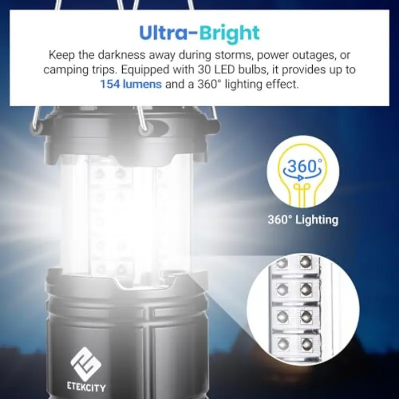 2 pack eticiency led flashlight & lantern - 395lm flashlight with usb charging, 30h , emergency power bank, compact & portable with hanging hook, usb-powered (batteries not included) for camping, power outages, indoor/outdoor use - ideal for home, survival, hurricane preparedness - ideal for adults & - durable led light with 30h , 395lm brightness, usb charging, multi-functional as lantern & power bank, for emergency & outdoor Product details 1