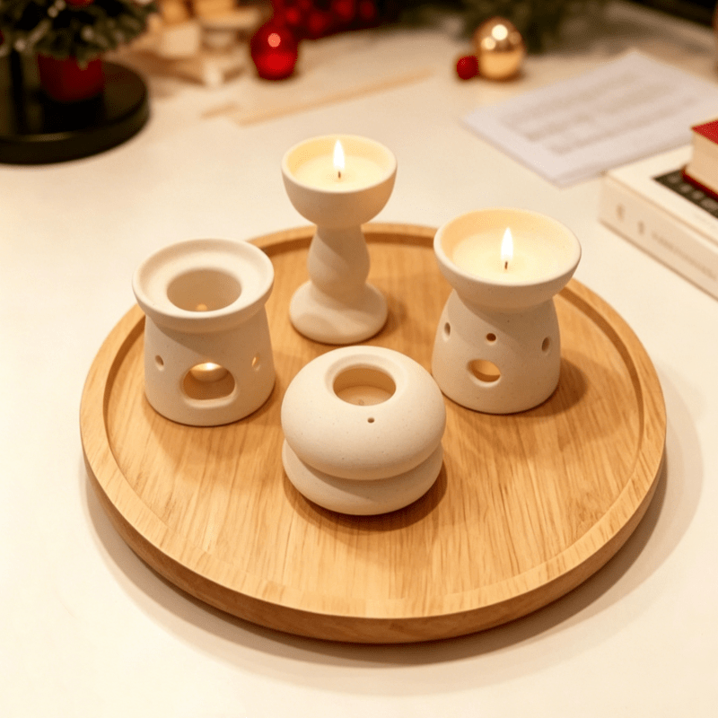 TEMU Bois de bambou naturel à grain, chaque produit est doté d'un plateau décoratif à motif unique, plateau rond en bois pour bougies, petit plateau