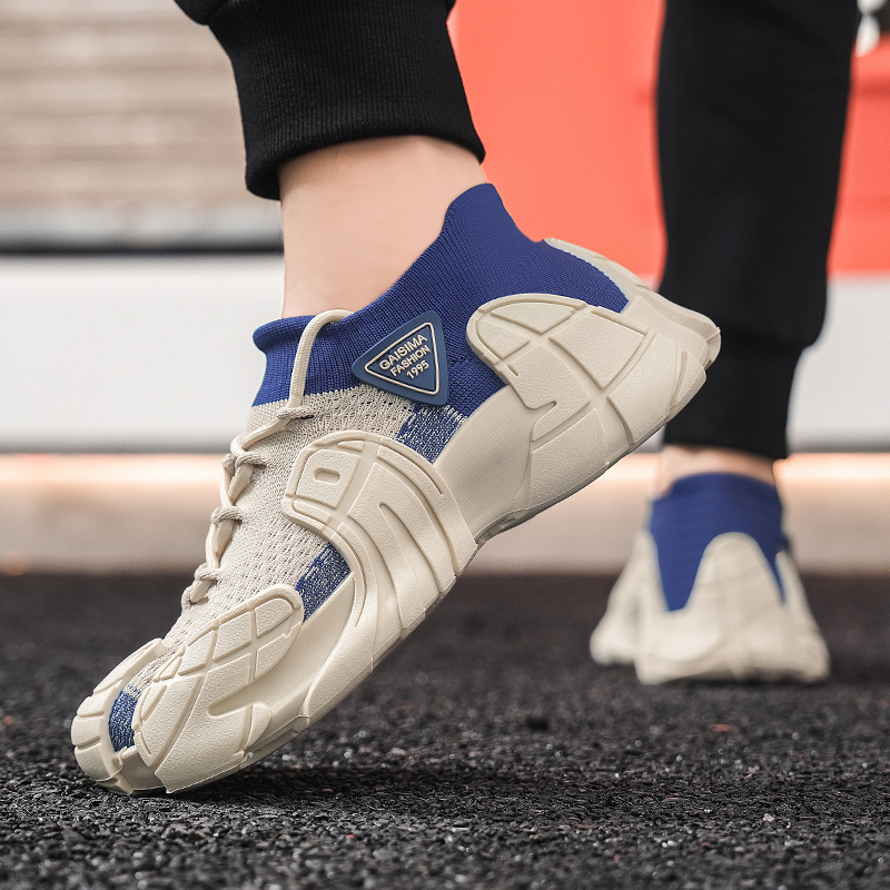 Men's Mesh Breathable Sneakers with Thick Soles, Anti-Slip Running Shoes, Shock-Absorbing, Wear-Resistant Jogging Shoes, Fashionable, Dry, Comfortable Casual Shoes