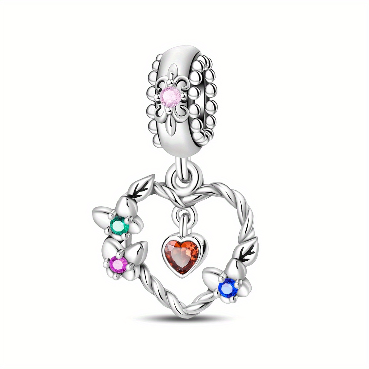 Image of Fashion Beads Suitable For Original 3mm Women's Bracelets And Bangles, Featuring Heart-shaped Silver-plated Pendants, Exquisite Gifts