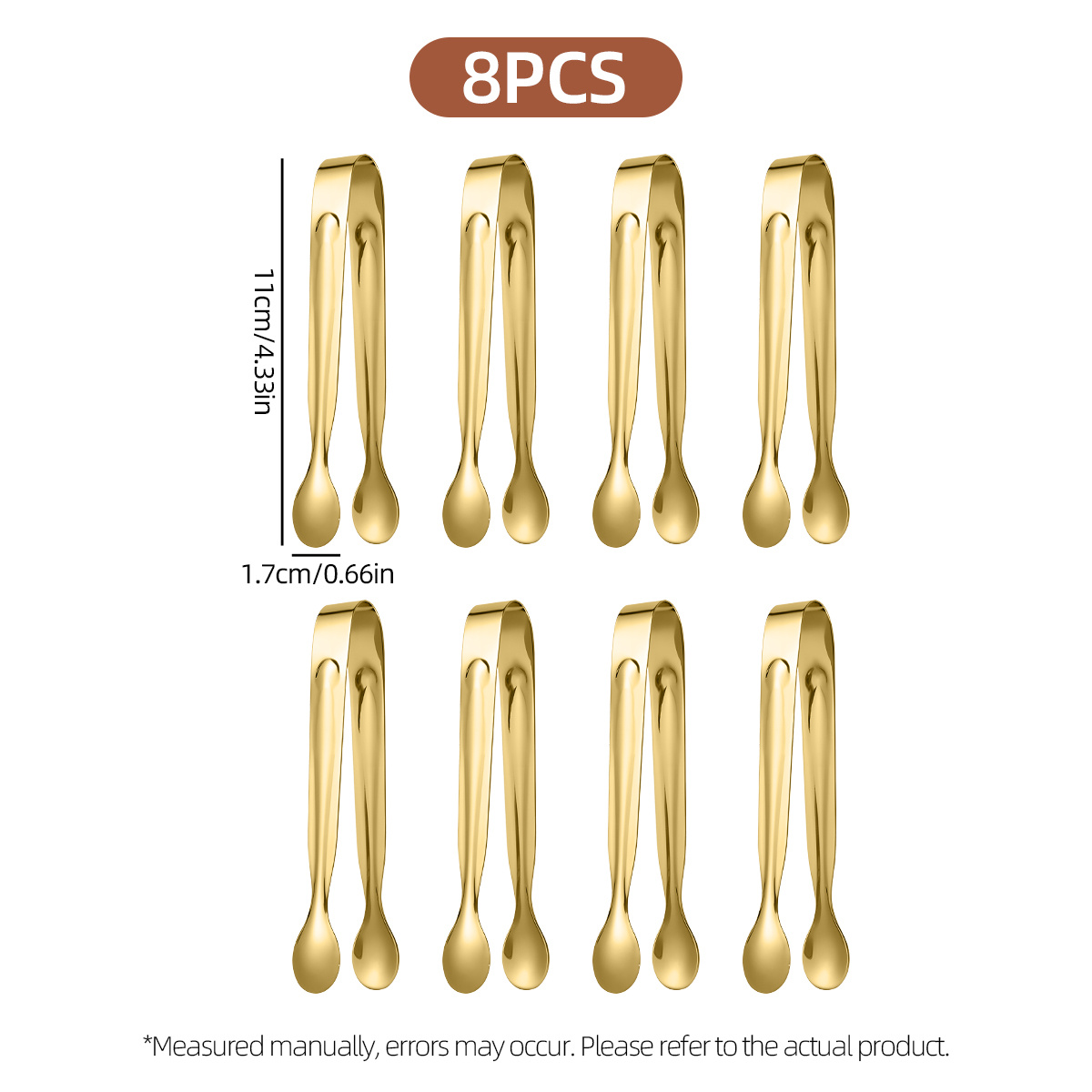 TEMU 8 pinzas de servir de acero inoxidable para aperitivos, e hielo, perfectas para buffets, bares, cafeterías, fiestas de té, fiestas de postre,