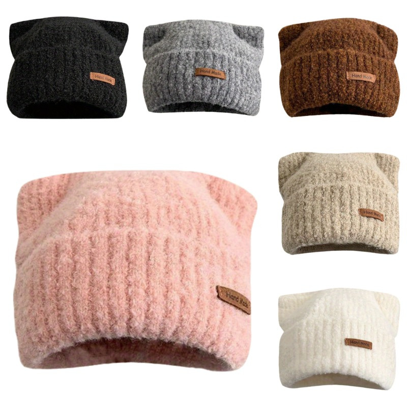 

Cozy Knit Beanie With Cute Cat Ears - Warm, Stretchy Skull Cap For Women | Outdoor Sports & Winter Activities