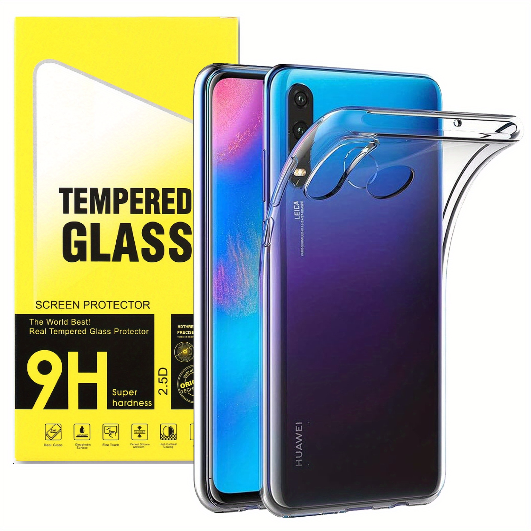TEMU Phone Case: Case For Huawei P30 Lite With 2 Pack Screen Protector Tempered Glass, Clear Case Skin Transparent Protective Sleeve Phone Case Cover