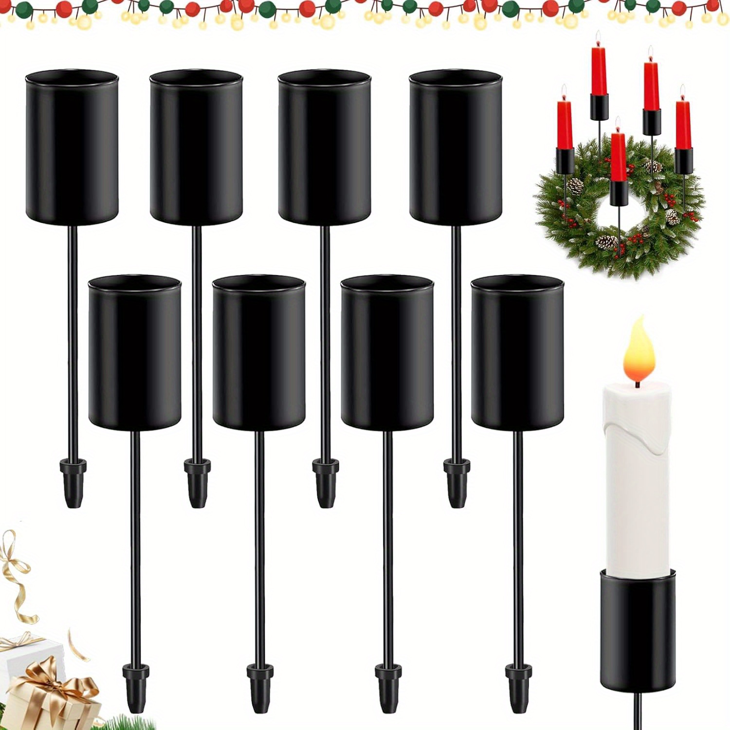 TEMU 8 portacandele in metallo multicolore, bicchieri a per corone di candele, portacandele da tavolo, per Natale, festivit�, matrimoni, feste e