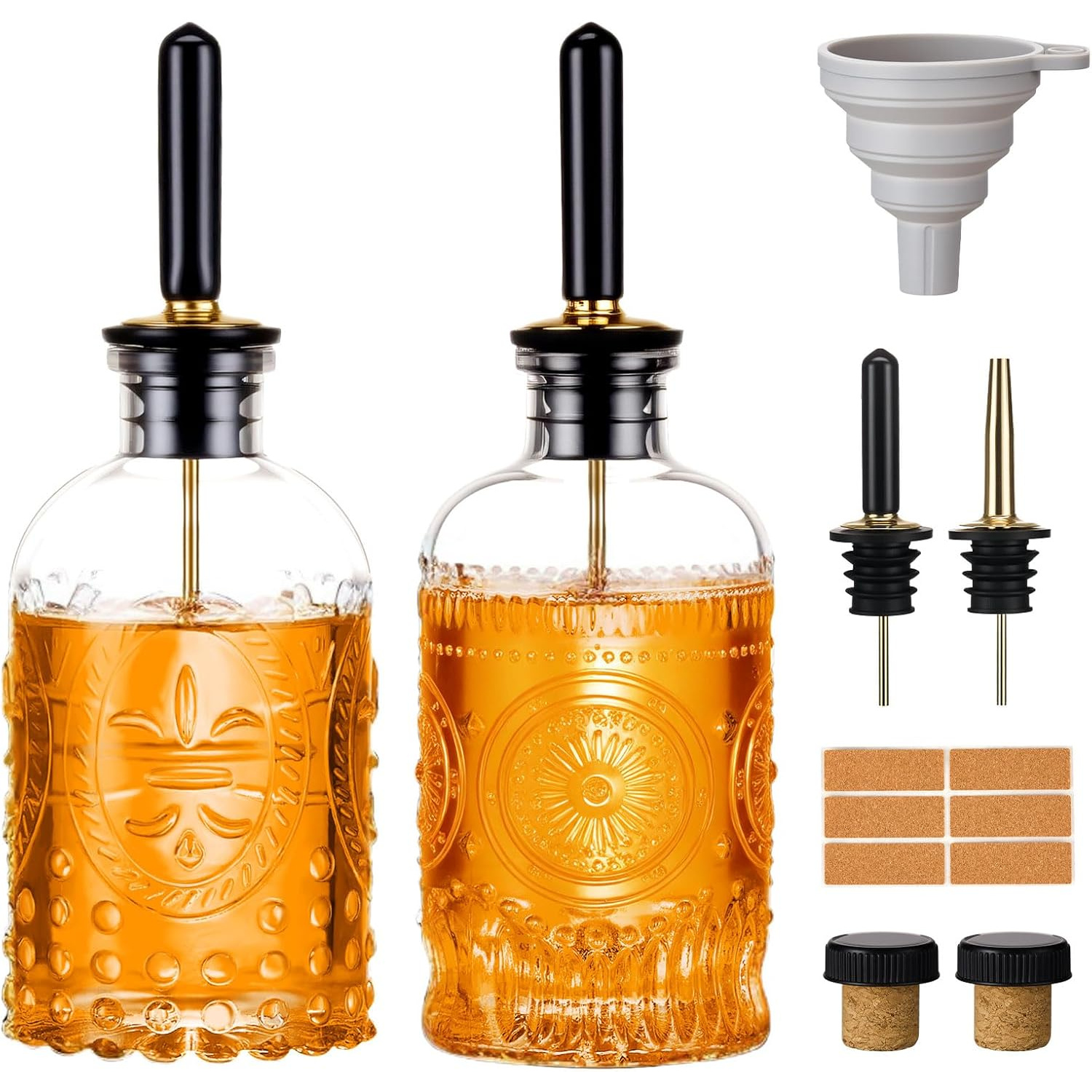 TEMU 2 Piezas de Botellas Dispensadoras de Jarabe para Café de Vidrio, Botellas de 7 oz con Pico de Metal, Accesorios para Barra de Café para Jarabe