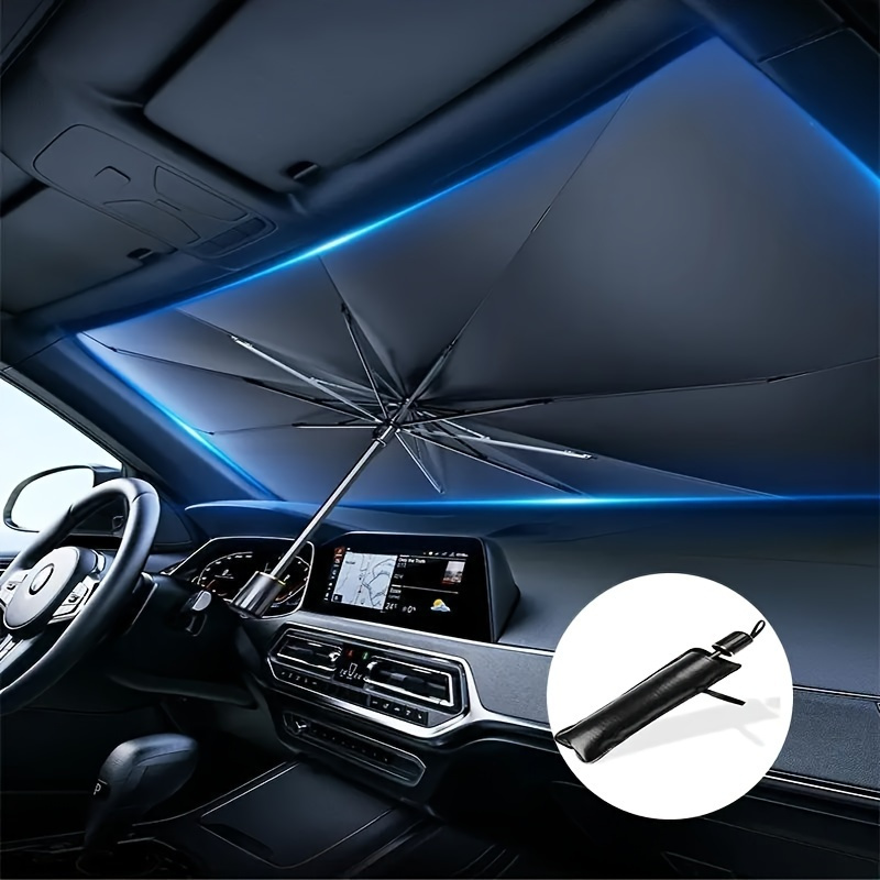 High Quality Titanium Silvery Car Sun Shade-Front Windshield Glass Insulation and UV Protection, Roll-up Design Is Easy to Store-Suitable for All Car Models-Suitable for Summer and Hot Weather-Perfect Gift for Car Owners