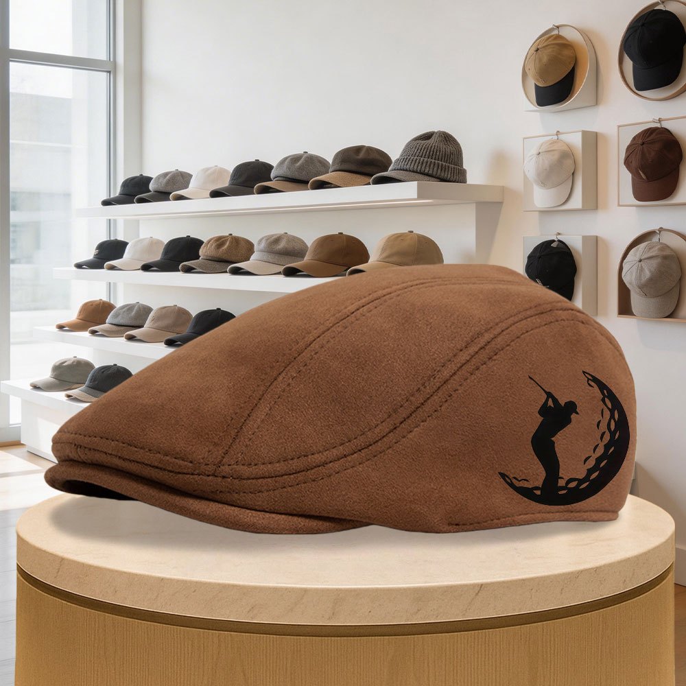 TEMU Men's & Women's Vintage Golf Swing Cap - Lightweight Solid Color Beret Suitable For Formal & Casual Wear, Golf-themed Unisex Outdoor Sports Hat,