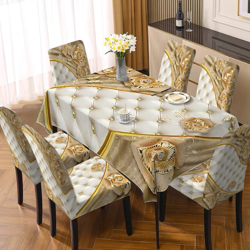 5pcs 7pcs tablecloth chair cover set 5pcs Temu Oman