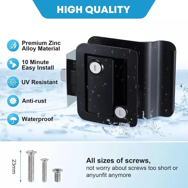 Black RV Paddle Entry Door Lock Latch Handle Knob Deadbolt NEW Camper Trailer - Foto 5