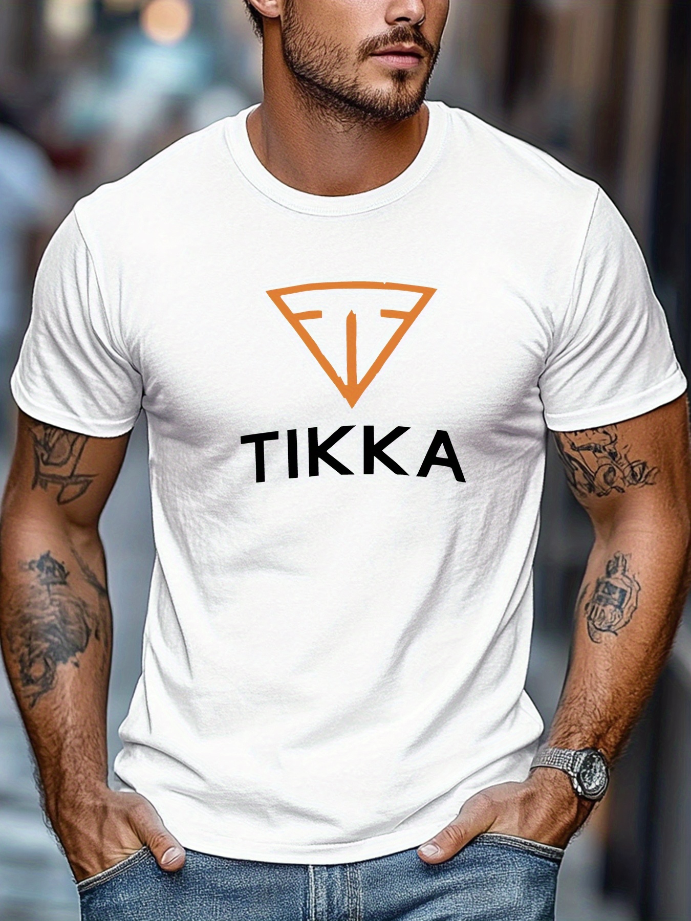 mens beige   graphic casual t shirt summer short sleeve round neck tee with     logo regular fit for casual attire   streetwear style   soft texture basic top urban style
