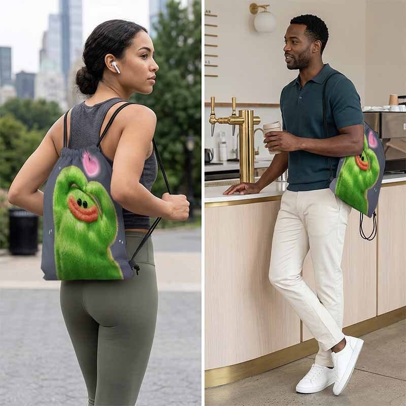 Green Frog Plush Toy Backpack with Pull Closure