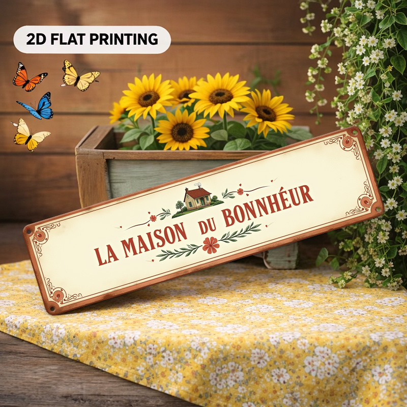 TEMU Panneau et plaque décorative 2D plat ' DU BONNHEUR' (10x40 cm/3,9x15,7 pouces), parfait , , , durable et facile à installer, cadeau idéal pour