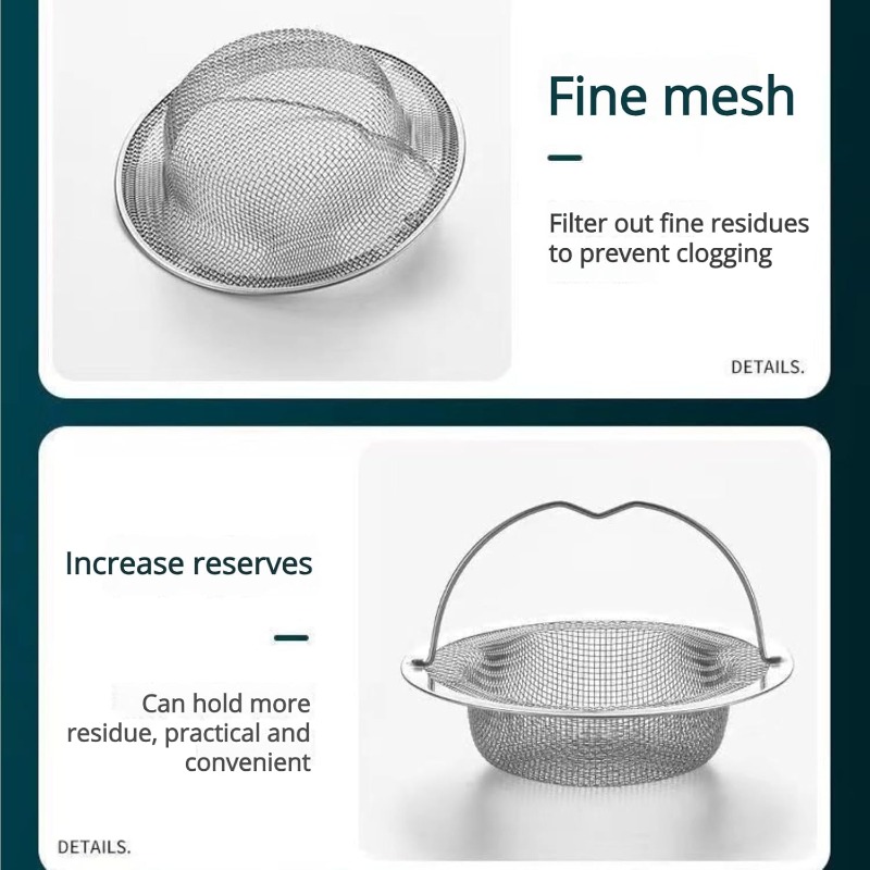 Stainless Steel Sink Strainer with Lifting Handle, 3pcs