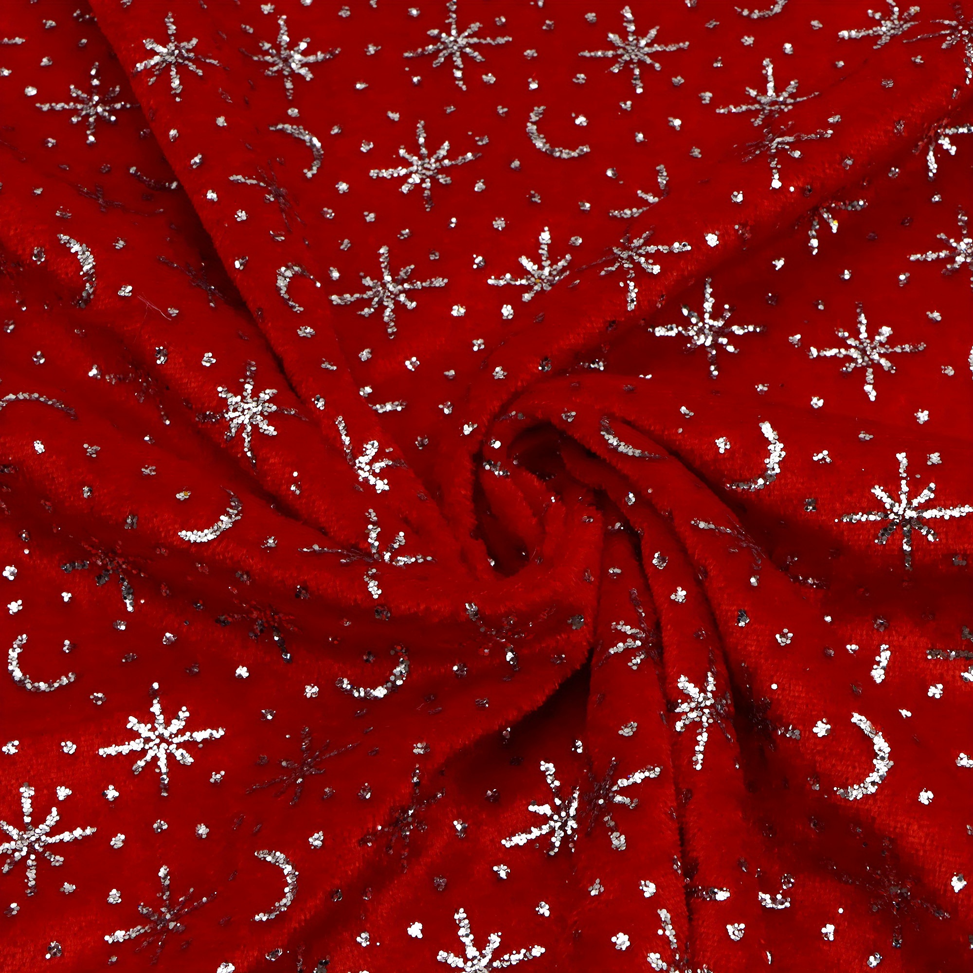 Image of 1pc Velvet Fabric With Glitter Dot, 19.7x59 Inch Soft And Plush Pre-cut Polyester Fabric - Ideal For Throw Pillow, Tablecloth, Wedding Decor, Cosplay, Perfect For Home Crafts Decorations