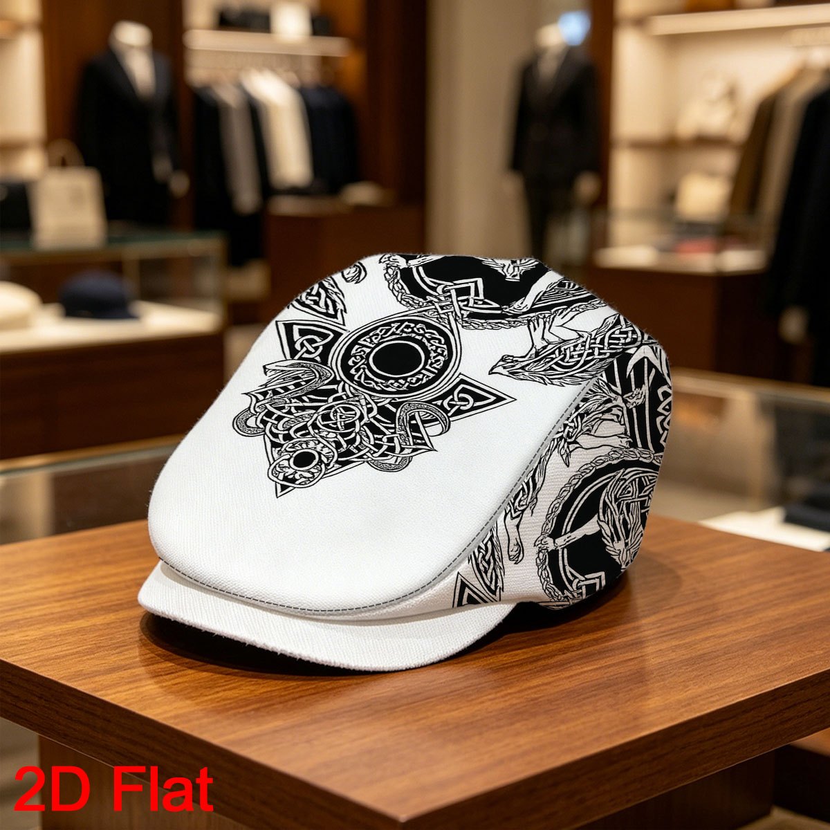 TEMU 1pc 2d Flat With Viking Wolf Circle Print Vintage Hat Men Beret Hat Lightweight Streetwear Dad Hat For Casual Wear Gifts For Women Men, 2d Flat