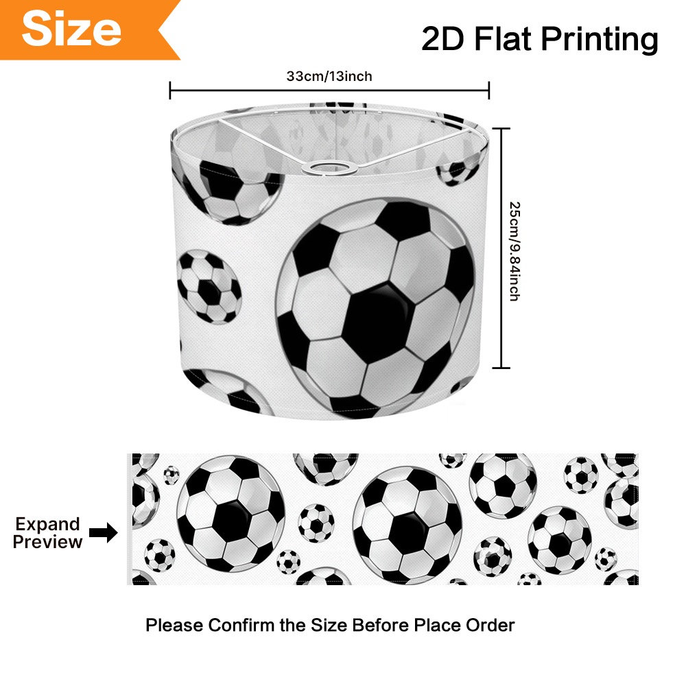 TEMU 1pc Modern Soccer-themed Lampshade Suitable For Meditation Room, Cylindrical Ceiling Fixture With Soccer Pattern, Replacement Shade For Table