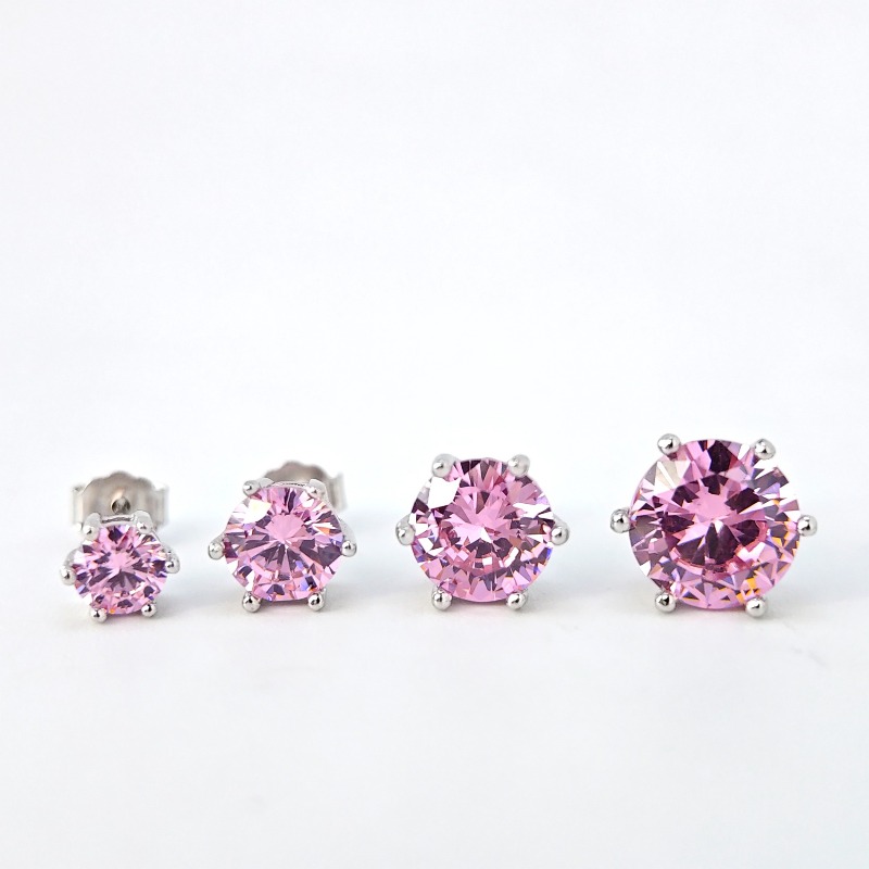 Women's 925 Silver Six-Prong Synthetic Zircon Earrings, Luxurious Gift