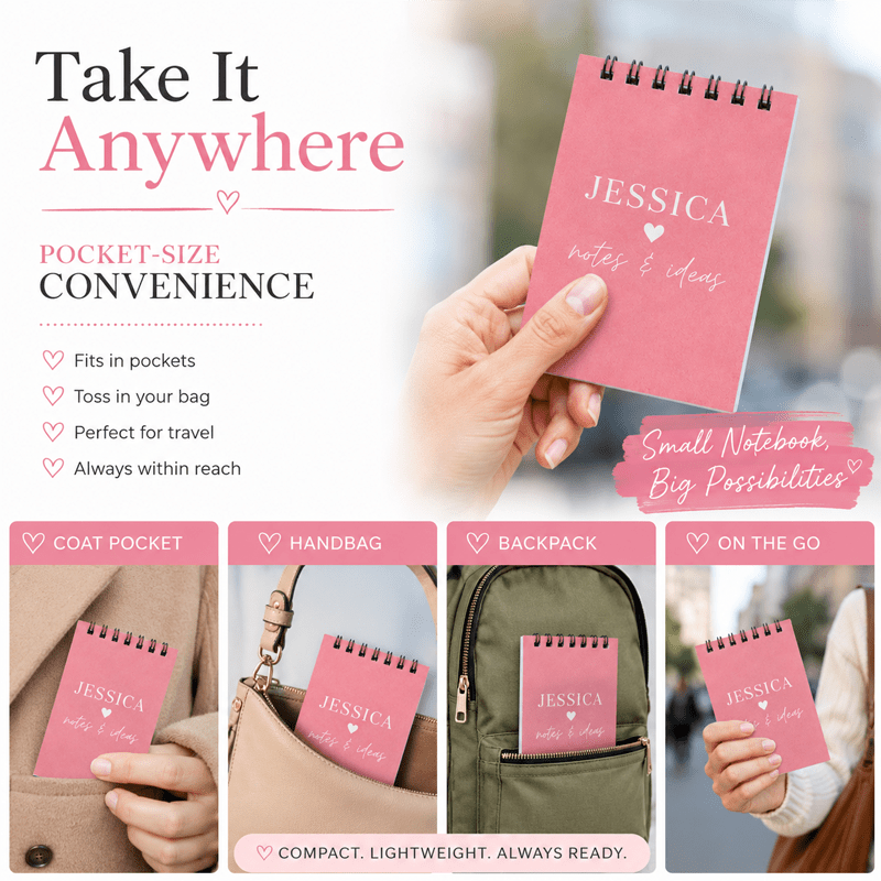 Personalized A7 Notebook, Custom Text/Logo/Photo, Portable Notepad