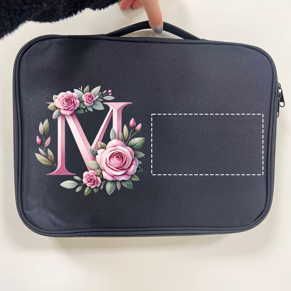 Custom Floral Initial Laptop Tote Bag with Monogram