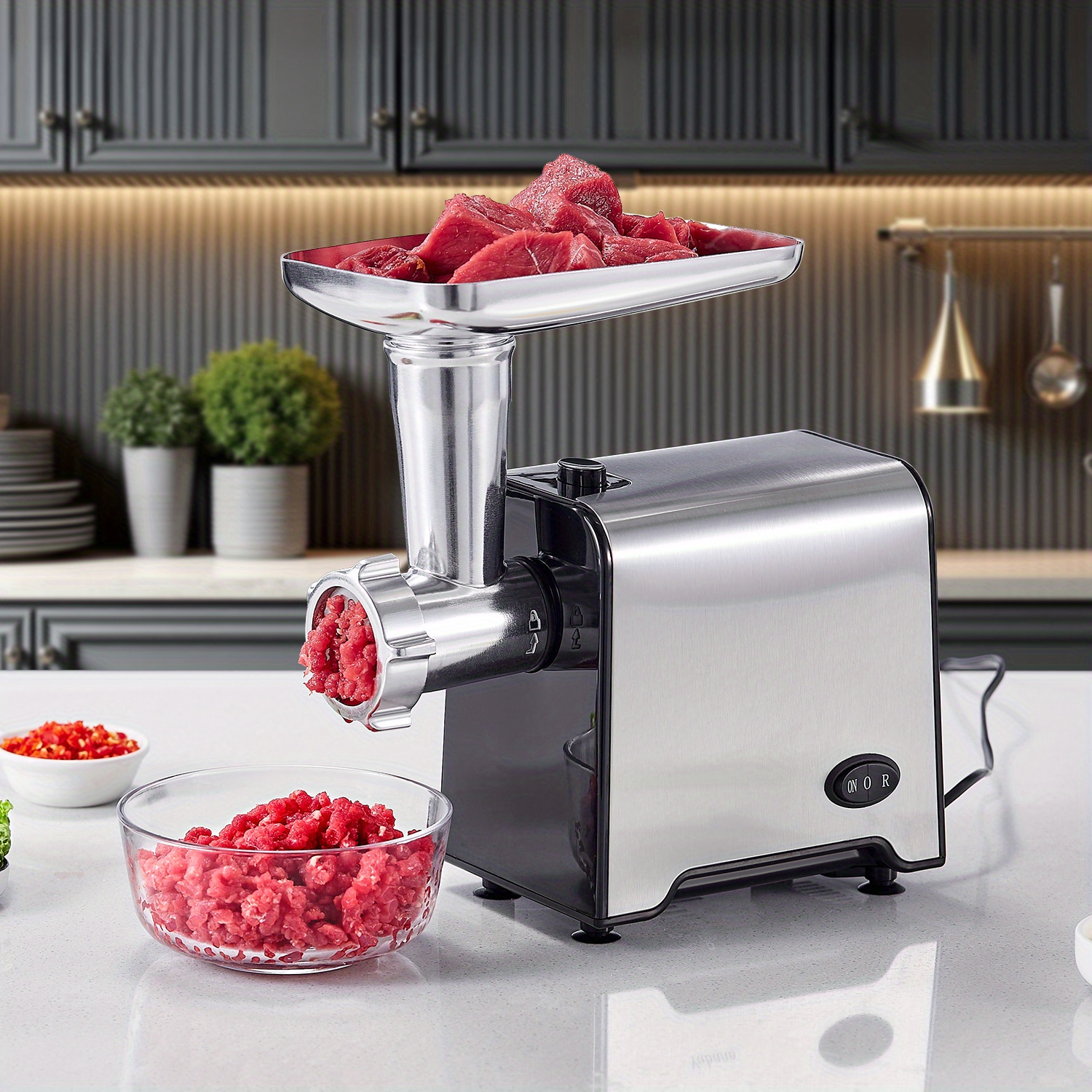 TEMU Yabano Tritacarne Elettrico Professionale, Acciaio , Tritacarne 3 in 1 per Carne Piastre di Macinazione, Attacco per Salsiccia e