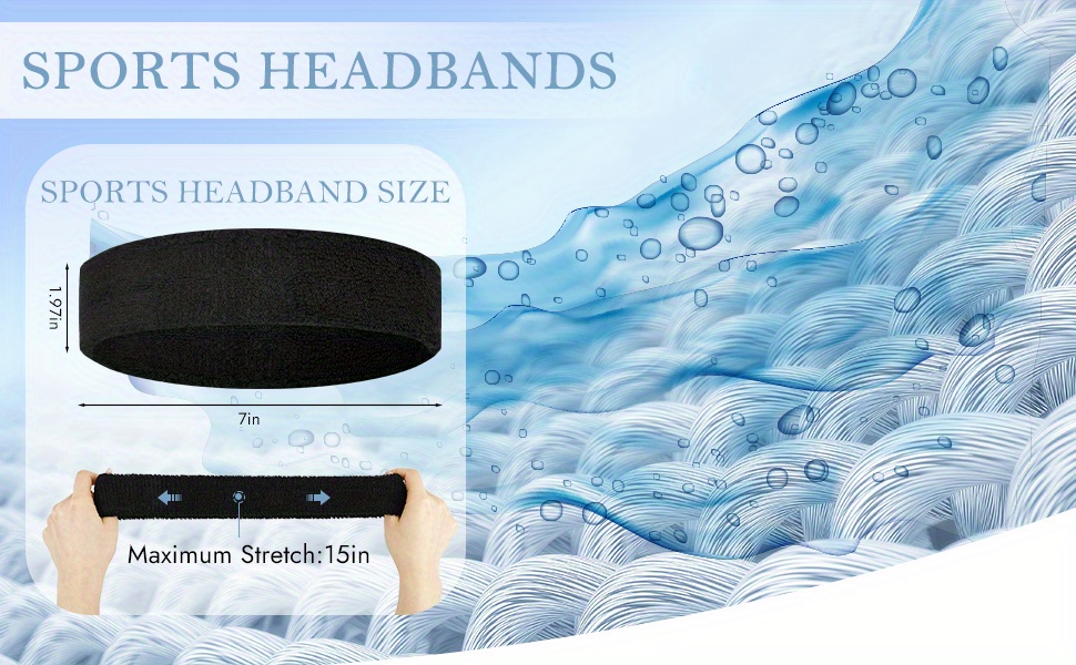 4 Pack Headbands for Men, Sweat Bands Headbands Men& Women, Terry Sweat Bands for Tennis, Basketball, Running, Gym, Working Out