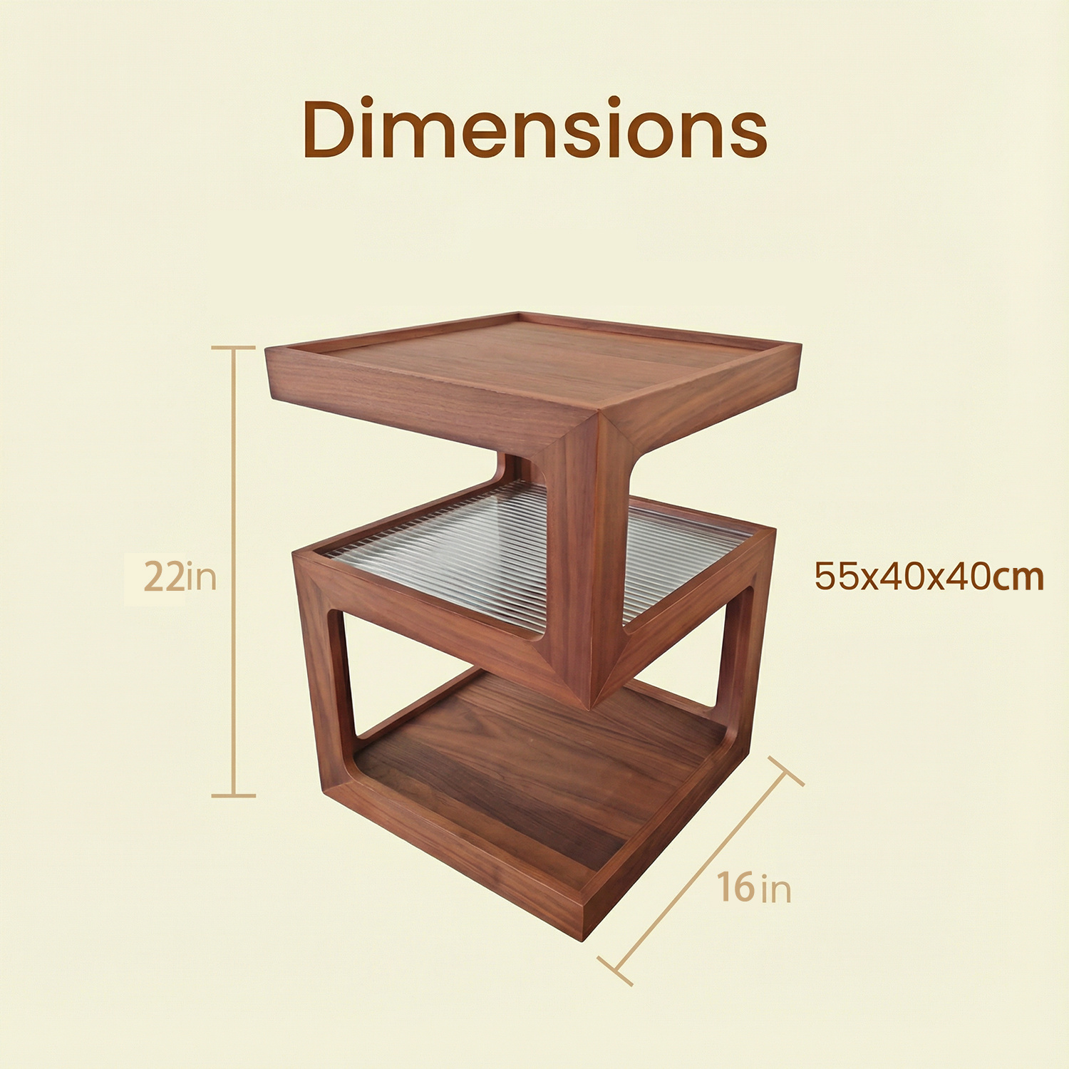 A Bedside Table That Doesn't Require Assembly Bedside Table, Walnut Wood Nightstand, Small Bedside Table with Open Compartment, Tempered Glass Top, Modern End Table for Bedroom & Living Room Furniture