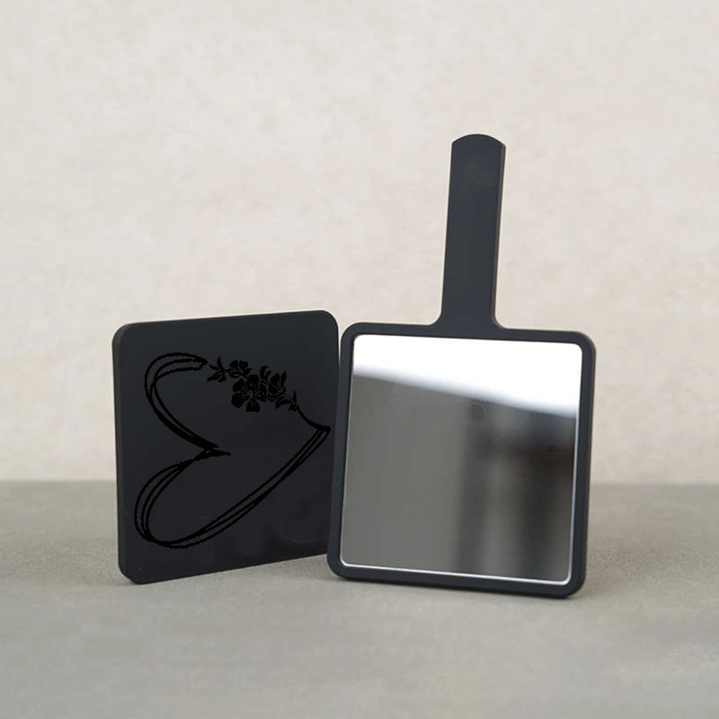 Square Handheld Makeup Mirror with Long Handle