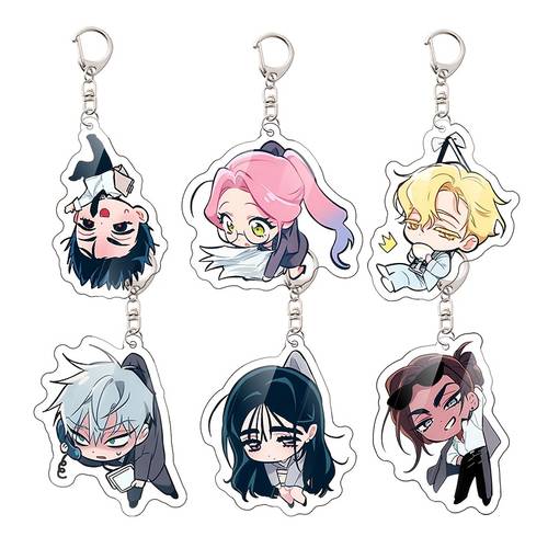 2d flat 2d flat single piece korean anime acrylic keychain cute q version keyring pendant bag charm decoration collectible 2d flat