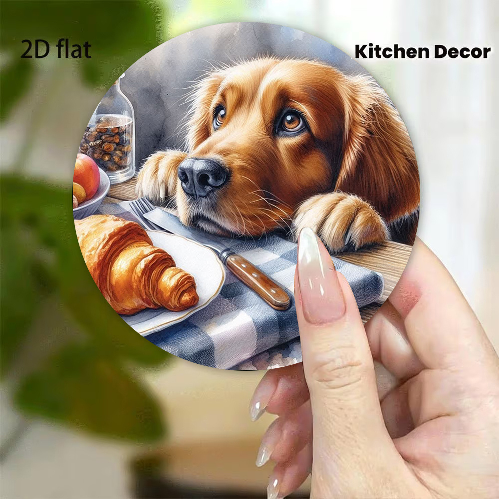 TEMU Aimant de réfrigérateur Golden Retriever de dessin , décoration , autocollant magnétique en acrylique, forte , décoration pour d'affichage de