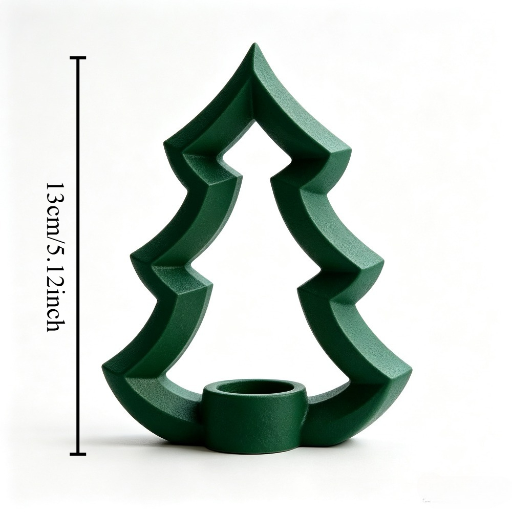 TEMU 3d Printed Nordic Style Hollow Christmas Tree Shaped Candle Holder Red Green White Three-color Ornament, Christmas Night Window Decoration, Room
