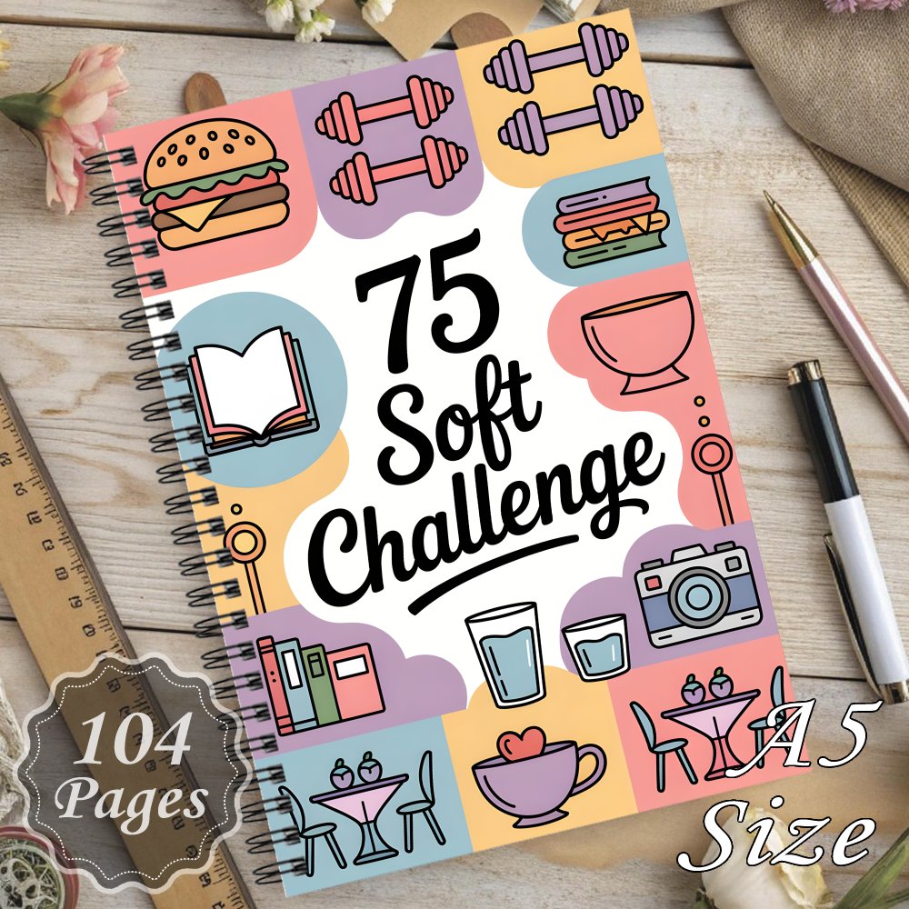 Temu – TEMU 1pc Weight Loss Spiral Notebook, Journal For Reaching Goals – Fitness Featuring Icons: Hamburger, Dumbbells, Books, Bowl, Keychains, Water
