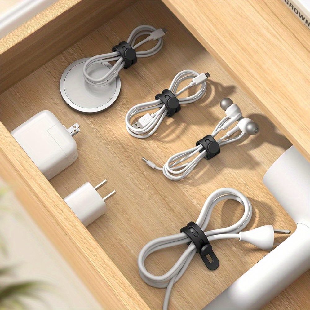 5pcs Durable Silicone Cable Ties for Cord Organisation