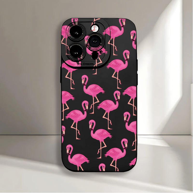 TEMU Phone Case: Creative Flamingo Pattern Uv Printing Matte Phone Angel Eyes Soft Phone Case Cover 360 Degree Full Protection For Iphone 16 11 12 13