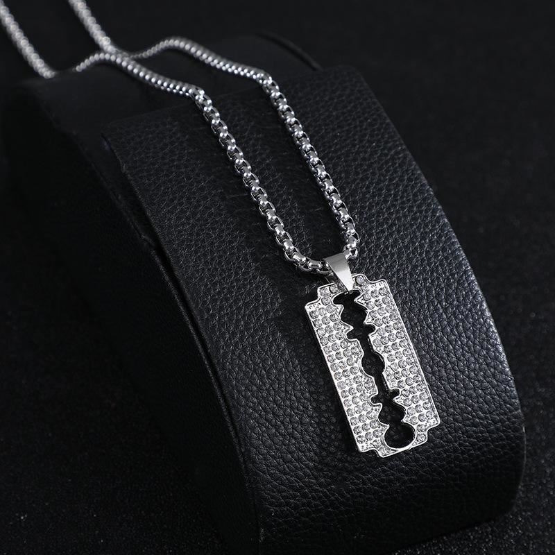 Full Rhinestones Blade Design Necklace Pendant