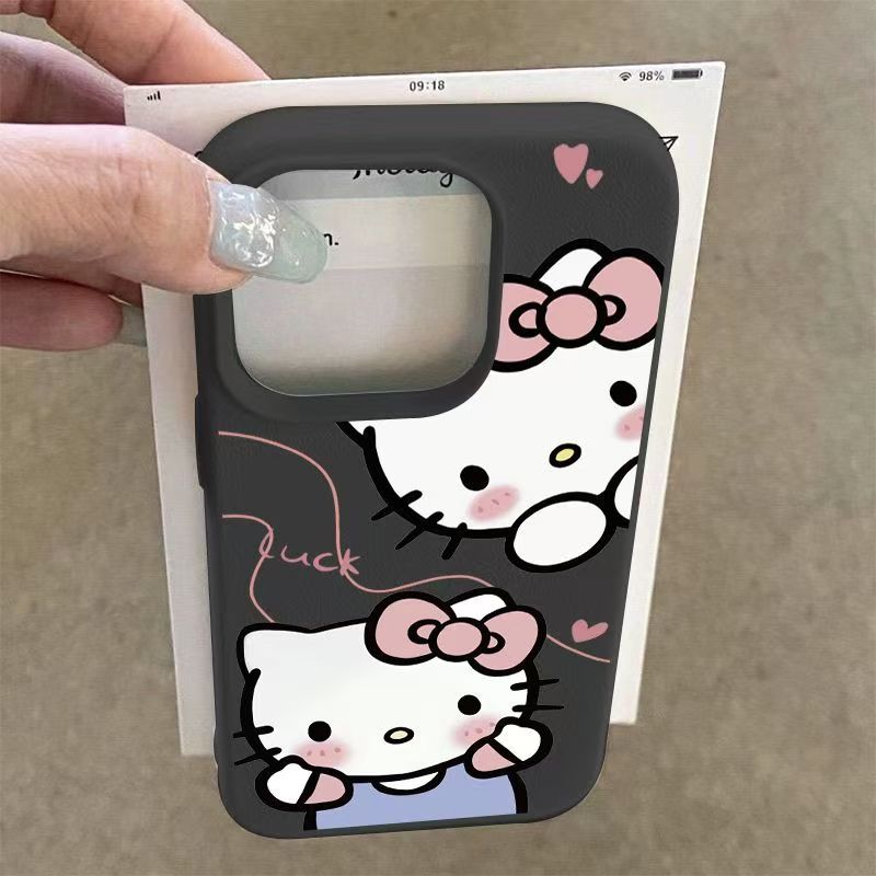 

Sanrio New Material Pattern Texture 2 Probes Hello Kitty Cartoon Phone Case Suitable For /15/14/13/12/11 X Xs Xr Xs Max Apple Phone Case