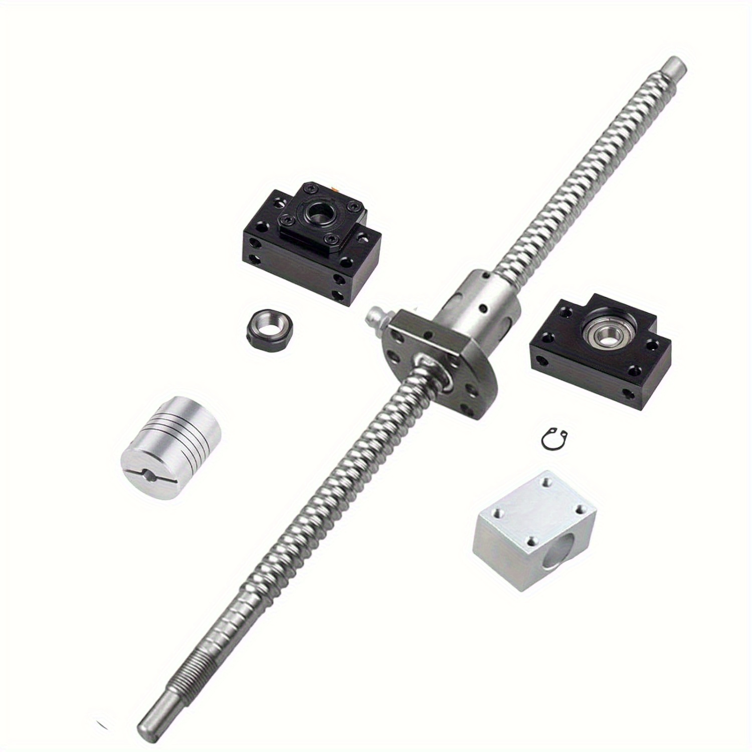 Image of 1 Unit Of Sfu1204 600mm Stainless Steel Ball Screw Including Bk10/bf10 Bracket, Nut Housing, And Coupling For Cnc And Industrial Robots