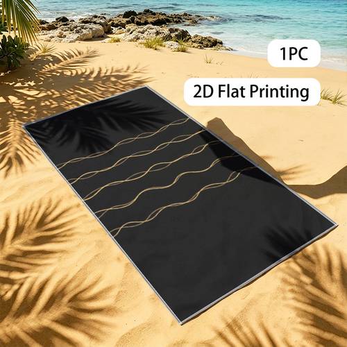 item picture 2d flat 1pc beach towel minimalist lines pattern 2d flat printing non shedding sand proof towel for summer travel beach and surfing beach