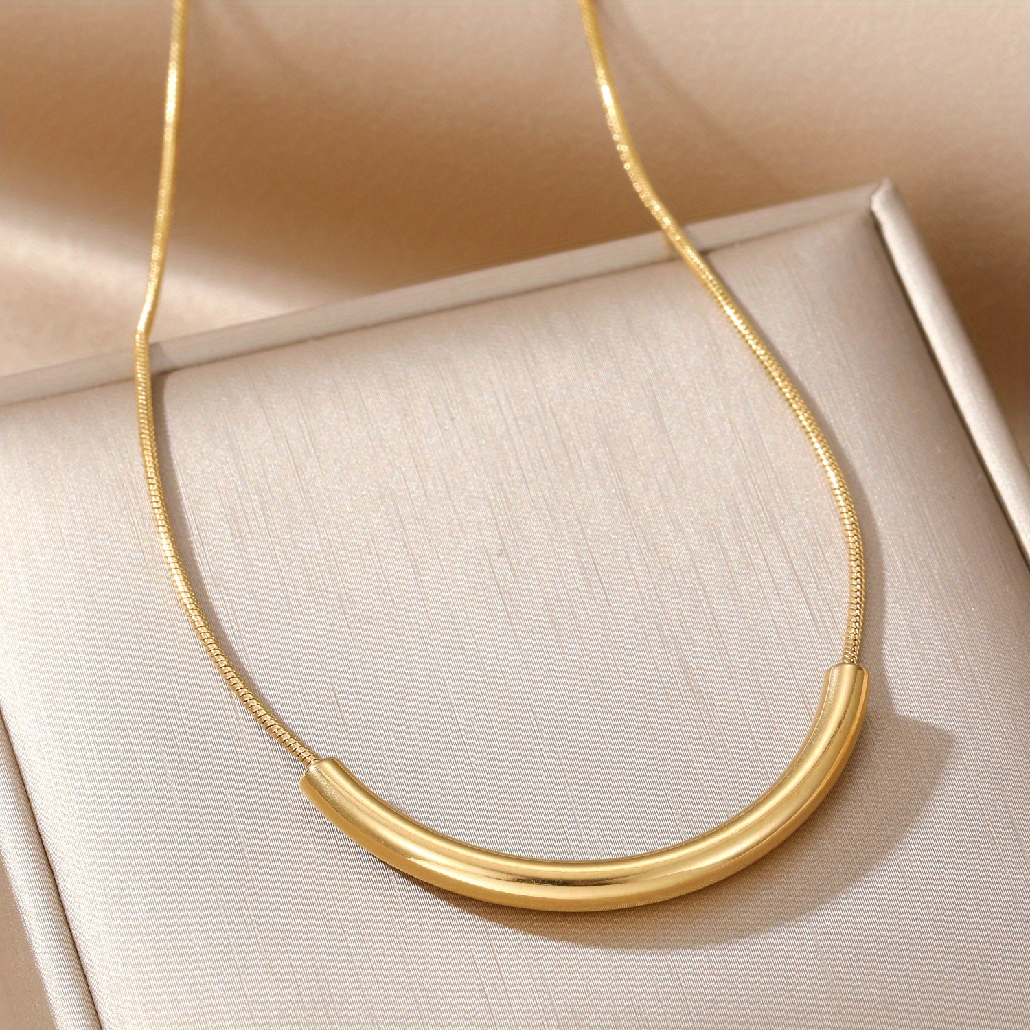 TEMU Collier polyvalent tendance pour femmes, tube courbé en acier inoxydable "Fresh Temperament ", idéal pour une tenue