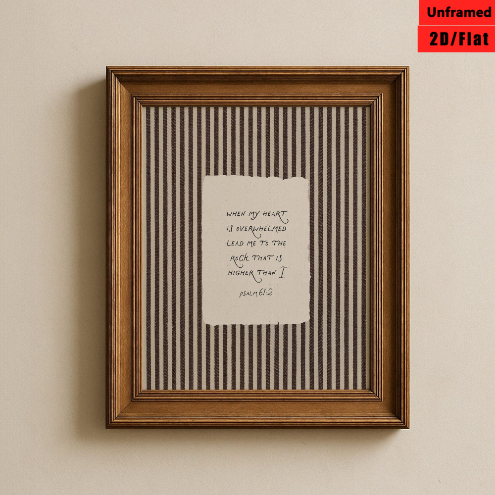 TEMU 2d Flat, 2d Flat, 2d/flat, 1pc, Unframed, Vintage Striped Bible Verse Wall Art, Psalm Scripture Print, Neutral Tones Christian Home Decor, Retro