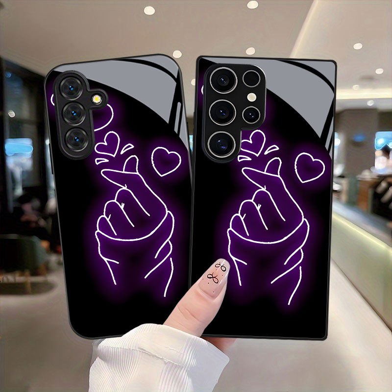 TEMU Phone Case: Purple Heart Gesture Pattern Phone Case Compatible With Galaxy S9+/s10/s20+/s20 Ultra/s21 5g/s21+/s22/s23 Plus/s24 Plus/s25/s25