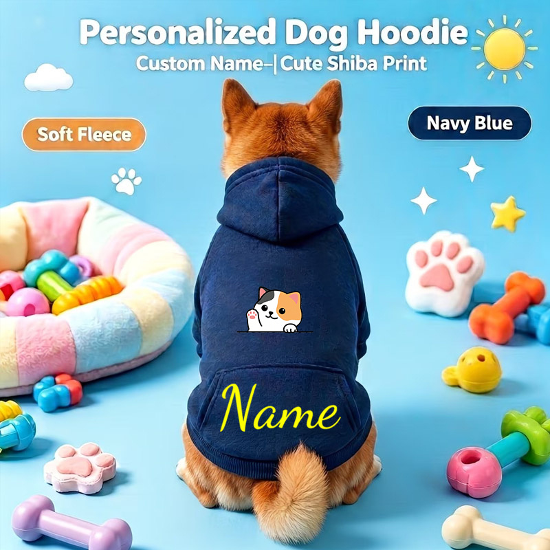TEMU Personalized Custom Pet Hooded Sweatshirt, /winter Warm Clothes For Cats And Dogs, Customizable With Name   Peeking Calico Cat Print